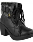 LADIES-WOMENS-MID-BLOCK-HEEL-FUR-LINED-ARMY-COMBAT-LACE-UP-WINTER-ANKLE-BOOTS-SHOES-SIZE-UK-3-EU-36-US-5-Black-Faux-Leather-0-5