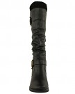 LADIES-WOMENS-MID-LOW-BLOCK-HEEL-KNEE-HIGH-CALF-WARM-WINTER-RIDING-BOOTS-SHOES-UK-5-Black-Faux-Leather-0-2