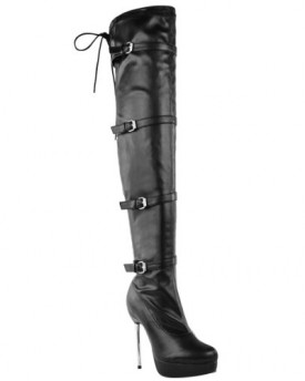 LADIES-WOMENS-OVER-THE-KNEE-THIGH-HIGH-WIDE-LEG-STRETCH-HIGH-HEEL-BOOTS-SHOES-SIZE-UK-7-Black-Faux-Leather-0