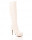 LADIES-WOMENS-PLATORM-STRETCH-BOOTS-HIGH-HEEL-SEXY-LONG-SHOES-SIZE-WHITE-UK-5-0-0