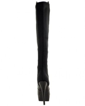 LADIES-WOMENS-THIGH-OVER-THE-KNEE-BOOTS-HIGH-HEEL-STILETTO-ELASTIC-STRETCH-SHOES-SIZE-UK-5-Black-Faux-Leather-0