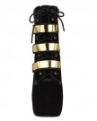 LADIES-WOMENS-VERY-HIGH-HEEL-LACE-UP-PLATFORM-STILETTO-ANKLE-COMBAT-BOOTS-SHOES-SIZE-UK-6-EU-39-US-8-Black-Suede-Gold-Plated-Trim-0-2