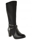 LADIES-WOMENS-WIDE-LEG-STRETCH-KNEE-HIGH-HEEL-MID-CALF-RIDING-CHELSEA-BOOTS-SIZE-UK-4-Black-Faux-Leather-0-0