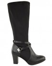 LADIES-WOMENS-WIDE-LEG-STRETCH-KNEE-HIGH-HEEL-MID-CALF-RIDING-CHELSEA-BOOTS-SIZE-UK-4-Black-Faux-Leather-0-1
