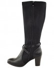 LADIES-WOMENS-WIDE-LEG-STRETCH-KNEE-HIGH-HEEL-MID-CALF-RIDING-CHELSEA-BOOTS-SIZE-UK-4-Black-Faux-Leather-0-2