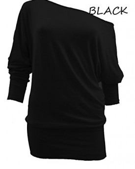 LUSH-CLOTHING-LADIES-ON-OR-OFF-THE-SHOULDER-LONG-SLEEVE-SLOUCH-BATWING-TOP-UK-SIZE-8-22-LXLUK-16-18-Black-0
