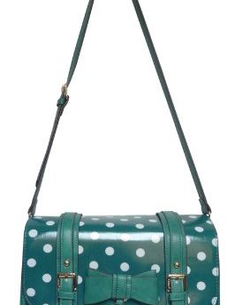 LYDC-Midnight-Blue-Polka-Dot-Satchel-Oil-Cloth-Shoulder-Bag-Vintage-HandBag-Navy-Green-0