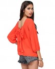 La-Vogue-Cut-Out-Open-Back-Bow-Tie-Loose-Top-Shirts-Blouses-Orange-UK16-0-0
