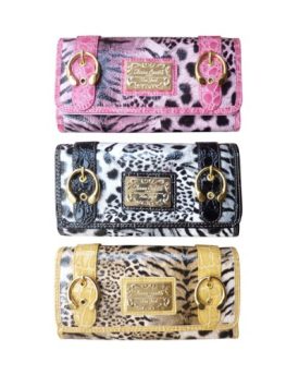 Ladies-AnnaSmith-Designer-Leopard-Animal-Croc-Print-Wallet-Purse-Clutch-Bag-LYDC-Gold-0