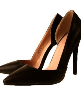 Ladies-BEBO-Black-Leather-Look-Cut-Out-Side-Pointed-Toe-Stiletto-Heel-Court-Shoes-6-0