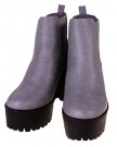 Ladies-BEBO-Grey-Leather-Look-High-Cleated-Platform-Chelsea-Ankle-Boots-4-0-2