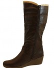 Ladies-Black-Faux-Leather-Fur-Wedge-Heels-Long-Calf-Winter-Smart-Boots-Size-UK-5-0-3