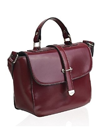 Ladies-Burgundy-Faux-Leather-Top-Handle-Handbag-0