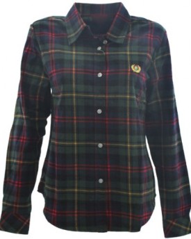 Ladies-Casual-Button-Lapel-Shirt-Plaids-and-Checks-Basic-Flannel-Shirts-Tops-Blouse-M-Green-0