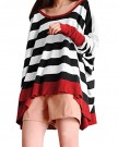 Ladies-Chic-Boat-Neck-Splice-Long-Batwing-Sleeve-Striped-Tops-0