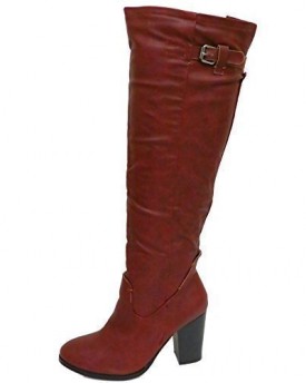 Ladies-Dolcis-Burgundy-Knee-High-Riding-Zip-Block-Heel-Boots-Shoes-Sizes-3-8-0