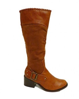 Ladies-Dolcis-Tan-Calf-Knee-High-Riding-Western-Zip-Block-Heel-Work-Boots-Shoes-Sizes-3-8-0