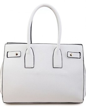 Ladies-Faux-Leather-Twin-Handled-Tote-Bag-various-colours-White-0