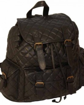 Ladies-Large-Faux-Leather-Backpack-Rucksack-Handbag-Bag-Work-College-School-Black-0