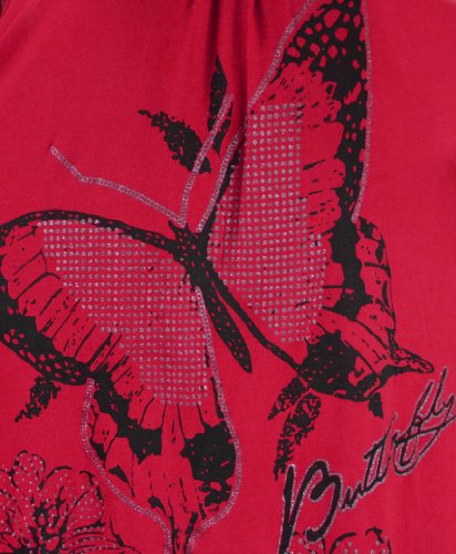 Ladies Long Glitter Butterfly Top in Red UK 16/18 - Image 4
