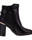 Ladies-MANFIELD-Black-Leather-Look-Gold-Buckle-Trim-High-Heel-Ankle-Boots-4-0-1