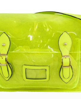 Ladies-Neon-LYDC-Perspex-Clear-Lucite-College-Saddle-Satchel-Fashion-Bag-Handbag-0