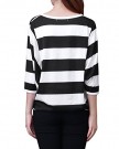 Ladies-Scoop-Neck-Striped-Pullover-Bat-Sleeve-Shirt-Top-Black-White-M-0-4