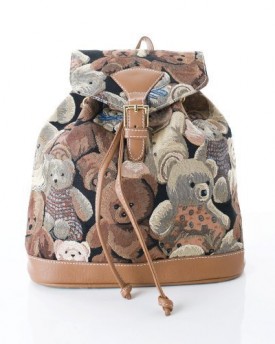 Ladies-Small-Backpack-Rucksack-Fashion-Bags-Canvas-Teddy-Bear-design-0