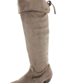 Ladies-Spot-On-Mid-Heel-High-Leg-Lace-Up-BootS-F50203-Taupe-Size-8-UK-0