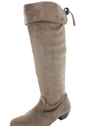 Ladies-Spot-On-Mid-Heel-High-Leg-Lace-Up-BootS-F50203-Taupe-Size-8-UK-0