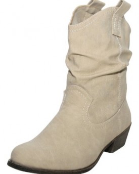 Ladies-Stunning-Faux-Leather-Beige-Pull-On-Low-Mid-High-Heel-Cowboy-Ankle-Boots-0