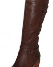 Ladies-Stunning-Sexy-Dark-Brown-Faux-Leather-Knee-High-Heel-Cowboy-Boots-New-0