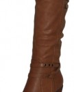 Ladies-Stunning-Sexy-Tan-Brown-Faux-Leather-Knee-High-Heel-Cowboy-Boots-New-0