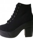 Ladies-TRUFFLE-Black-Canvas-Lace-Up-Platform-High-Heel-Lace-Up-Ankle-Boots-4-0-0