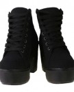 Ladies-TRUFFLE-Black-Canvas-Lace-Up-Platform-High-Heel-Lace-Up-Ankle-Boots-4-0-2