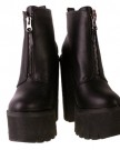 Ladies-TRUFFLE-Black-Leather-Look-Very-High-Zip-Front-Chunky-Platform-Heel-Ankle-Boots-7-0-1