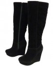 Ladies-Wedge-Faux-Suede-Heel-Knee-High-Black-Fashion-Tall-Boots-Shoes-Sizes-3-8-0-0