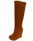 Ladies-Wedge-Faux-Suede-Heel-Knee-High-Chestnut-Tan-Fashion-Boots-Shoes-Sizes-3-8-0-0