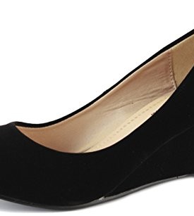 Ladies-Wedge-Shoes-Smart-Pumps-Wedges-High-Heel-Classic-Court-Platform-Size-With-Shoefashionista-Boutique-Bag-Black-Faux-Suede-6-UK-39-EU-0