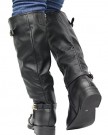Ladies-Women-Calf-Knee-High-Zip-Up-Block-Heel-Buckle-Biker-Rain-Boots-Shoes-Size-0-2
