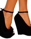 Ladies-Womens-Black-Bow-Wedges-Ankle-Strap-Peep-Toes-Platforms-Faux-Suede-High-Heels-Shoes-3-8-UK5EURO38-0