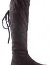 Ladies-Womens-Black-Flat-Heel-Knee-Thigh-High-Winter-Biker-Style-Low-Over-the-Knee-Boots-Size-3-8-0-0