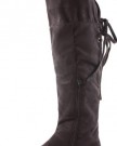 Ladies-Womens-Black-Flat-Heel-Knee-Thigh-High-Winter-Biker-Style-Low-Over-the-Knee-Boots-Size-3-8-0-1