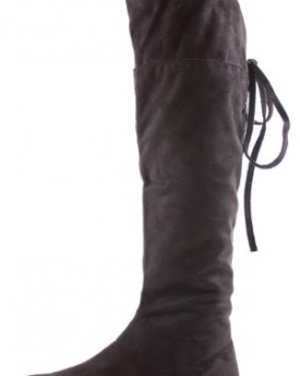 Ladies-Womens-Black-Flat-Heel-Knee-Thigh-High-Winter-Biker-Style-Low-Over-the-Knee-Boots-Size-3-8-0