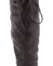 Ladies-Womens-Black-Flat-Heel-Knee-Thigh-High-Winter-Biker-Style-Low-Over-the-Knee-Boots-Size-3-8-0-3