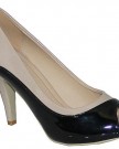 Ladies-Womens-Black-Nude-Pink-2-Tone-Peep-Toe-High-Heel-Patent-Evening-Party-Court-Shoes-4-BlackNude-0