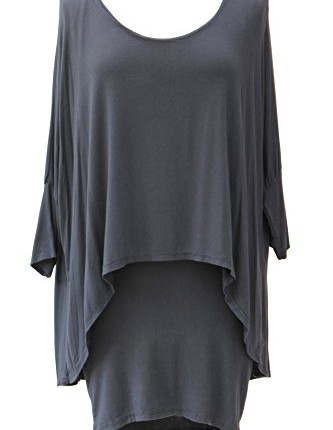 Ladies-Womens-Italian-Lagenlook-Quirky-Double-Layer-Batwing-Loose-Baggy-Viscose-Jersey-Tunic-Top-Dress-One-Size-One-Size-Navy-0