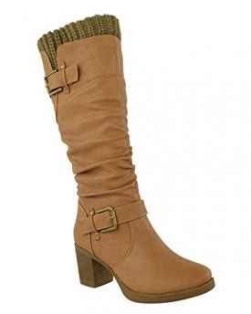 Ladies-Womens-Mid-Block-Heel-Knee-High-Calf-Warm-Winter-Riding-Boots-Shoes-Size-0