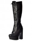 Ladies-Womens-Onlineshoe-Tall-Knee-High-Block-Heel-Platform-Military-Boot-Fully-Laced-Side-Zip-Faux-Suede-UK6-EU39-US8-AU7-Black-PU-0