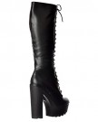 Ladies-Womens-Onlineshoe-Tall-Knee-High-Block-Heel-Platform-Military-Boot-Fully-Laced-Side-Zip-Faux-Suede-UK6-EU39-US8-AU7-Black-PU-0-2